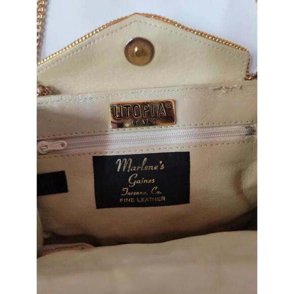 Marlene's Gaines UTOPIA ITALY Genuine Leather Shoulder Gold Purse EUC! - Picture 2 of 8